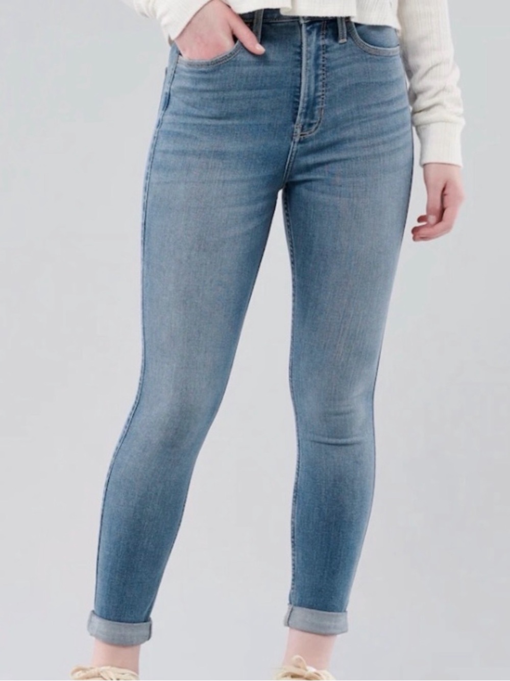 HOLLISTER High-Rise Super Skinny Classic Stretch Blue Denim Jeans Sz 16R W33R